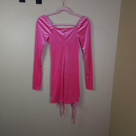 Wild Fable Long Sleeve Ruched Velvet Bodycon Dress in Pink Size XS - Picture 6 of 10